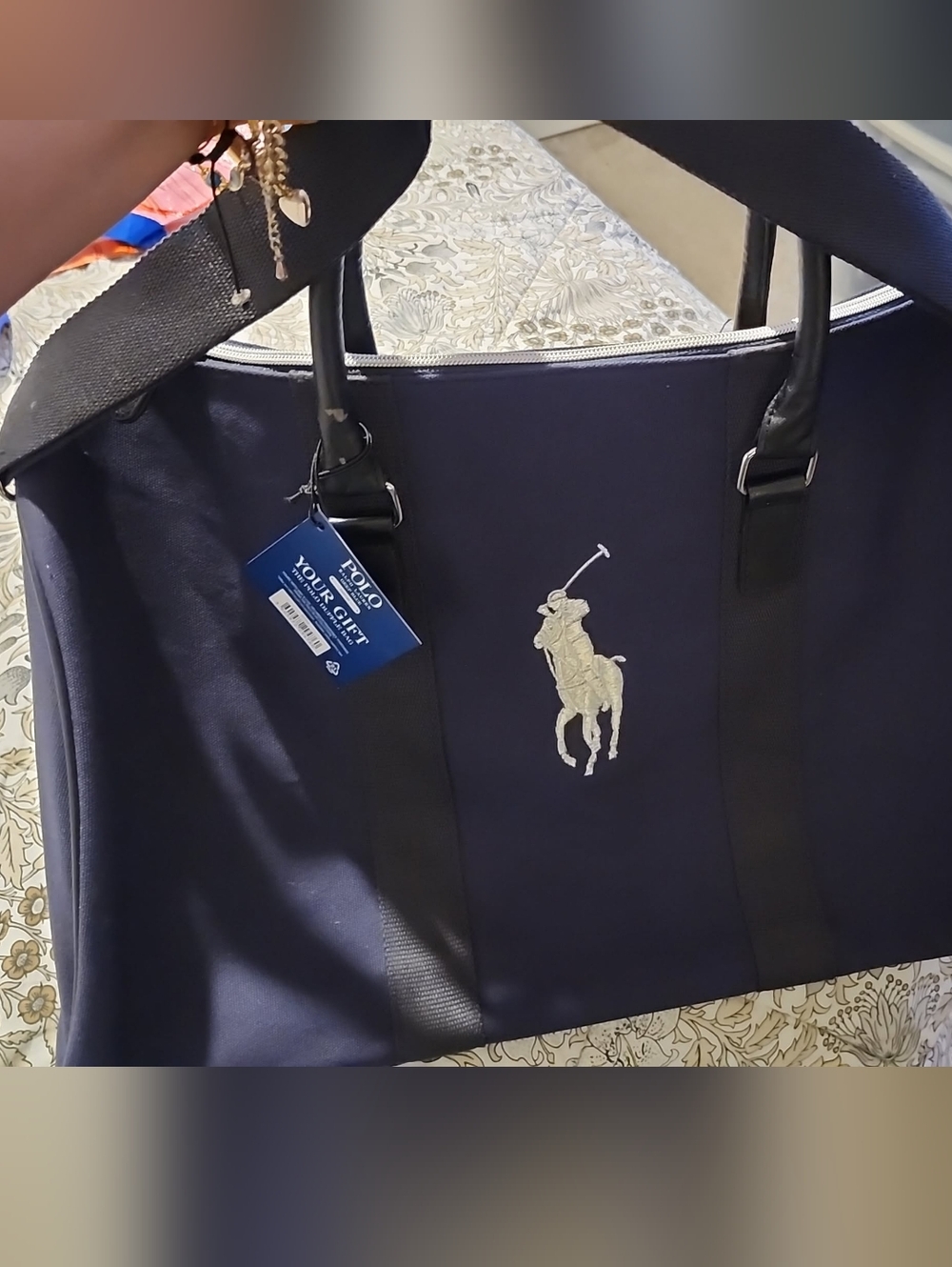 Polo by Ralph Lauren Navy Canvas Duffel with Silver Logo